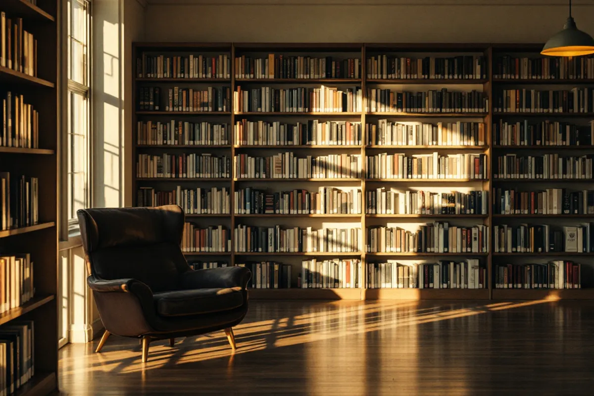 A quiet library reading area